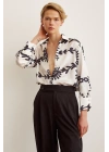 Desenli  Saten Gömlek Siyah