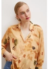 Desenli Saten Gömlek Somon