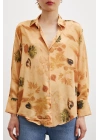 Desenli Saten Gömlek Somon