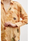 Desenli Saten Gömlek Somon