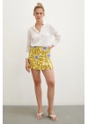 Desenli Şort Etek Sarı