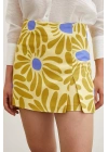 Desenli Şort Etek Sarı