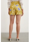 Desenli Şort Etek Sarı