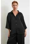 Dökümlü Romantik Gömlek Siyah