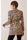 Düğmeli Kuşaklı Blazer Ceket Leopar