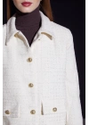 Düğmeli Simli Ceket Beyaz