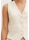 Düğmeli Yelek Bej