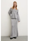Etekli Madonna Yaka Takım Gri