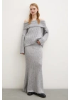 Etekli Madonna Yaka Takım Gri