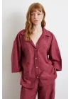 Fakir Kol Oversize Gömlek Bordo