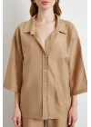 Fakir Kol Oversize Gömlek Kahve
