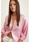 Fakir Kol Saten Gömlek Pembe