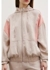 Fermuarlı Garnili Sweatshirt Bej