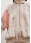 Fermuarlı Garnili Sweatshirt Bej