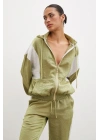 Fermuarlı Garnili Sweatshirt Haki
