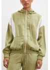 Fermuarlı Garnili Sweatshirt Haki