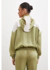 Fermuarlı Garnili Sweatshirt Haki