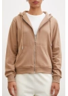 Fermuarlı Kapüşonlu Sweatshirt Kahve