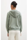 Fermuarlı Kapüşonlu Sweatshirt Yeşil