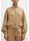 Fermuarlı Sweatshirt Camel