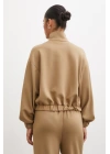 Fermuarlı Sweatshirt Camel