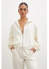Fermuarlı Sweatshirt Ekru
