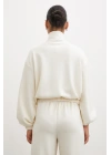 Fermuarlı Sweatshirt Ekru