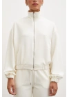 Fermuarlı Sweatshirt Ekru