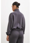 Fermuarlı Sweatshirt Füme