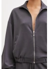 Fermuarlı Sweatshirt Füme