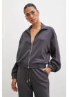 Fermuarlı Sweatshirt Füme