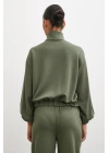 Fermuarlı Sweatshirt Haki