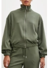 Fermuarlı Sweatshirt Haki