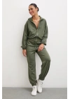Fermuarlı Sweatshirt Haki