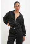 Fermuarlı Sweatshirt Siyah