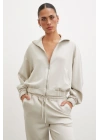 Fermuarlı Sweatshirt Taş
