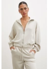 Fermuarlı Sweatshirt Taş