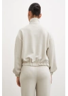 Fermuarlı Sweatshirt Taş