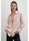 Floş Basic Saten Gömlek Pembe