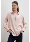 Floş Basic Saten Gömlek Pembe