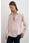 Floş Basic Saten Gömlek Pembe
