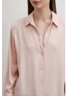 Floş Basic Saten Gömlek Pembe
