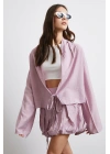 Geniş Kol Önden Bağlamalı Bluz Lila