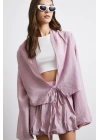 Geniş Kol Önden Bağlamalı Bluz Lila