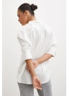 Geniş Manşetli Keten Gömlek Ekru