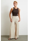 Geniş Paça Palazzo Pantolon Taş