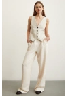 Geniş Paça Pantolon Krem