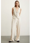 Geniş Paça Pantolon Krem