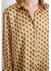 Geometrik Desenli Saten Gömlek Bej