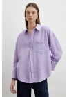 Gofre Kareli Gömlek Mor